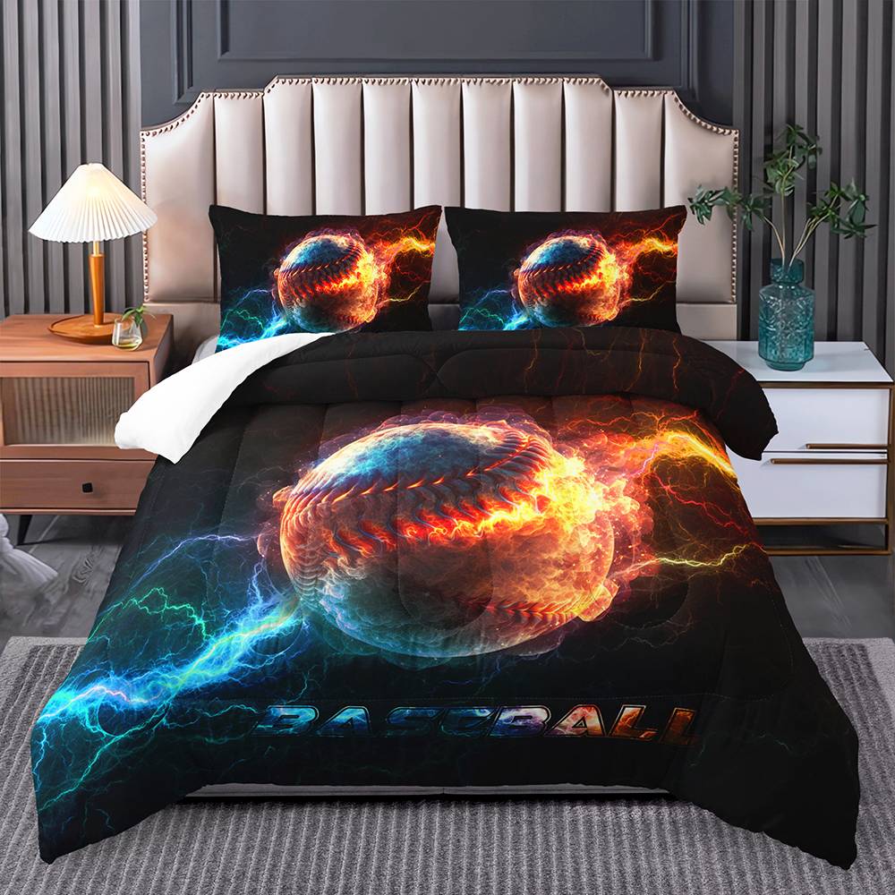 Fiery Baseball Glow Quilt Cover Set