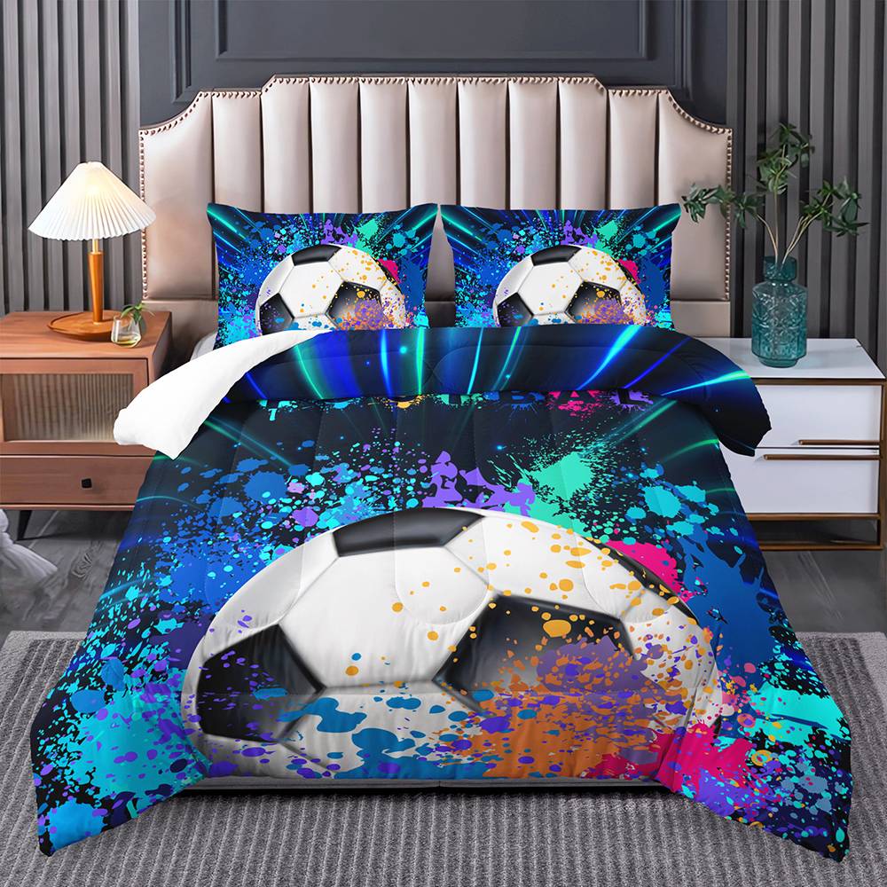 Vibrant Soccer Splash Duvet Set