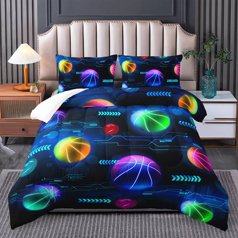 Neon Basketball Galaxy Quilt Cover Set