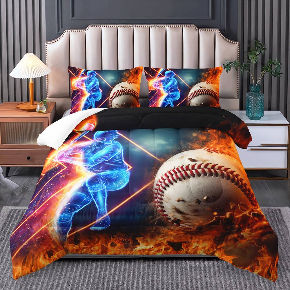 Blazing Baseball Inferno Bedding Set