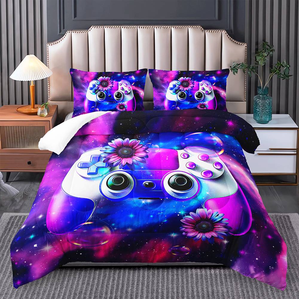 Galactic Gamer Bloom Quilt Cover Set