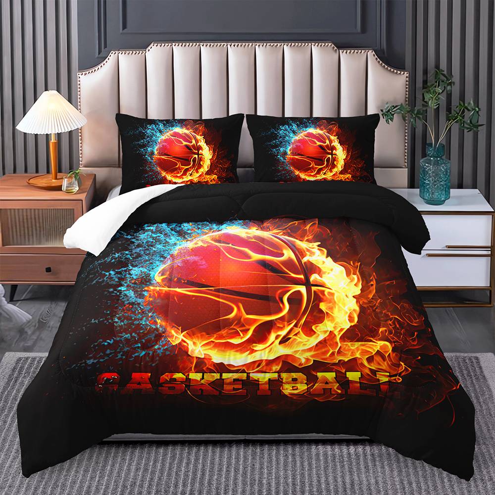 Fiery Slam Dunk Basketball Bedding Set