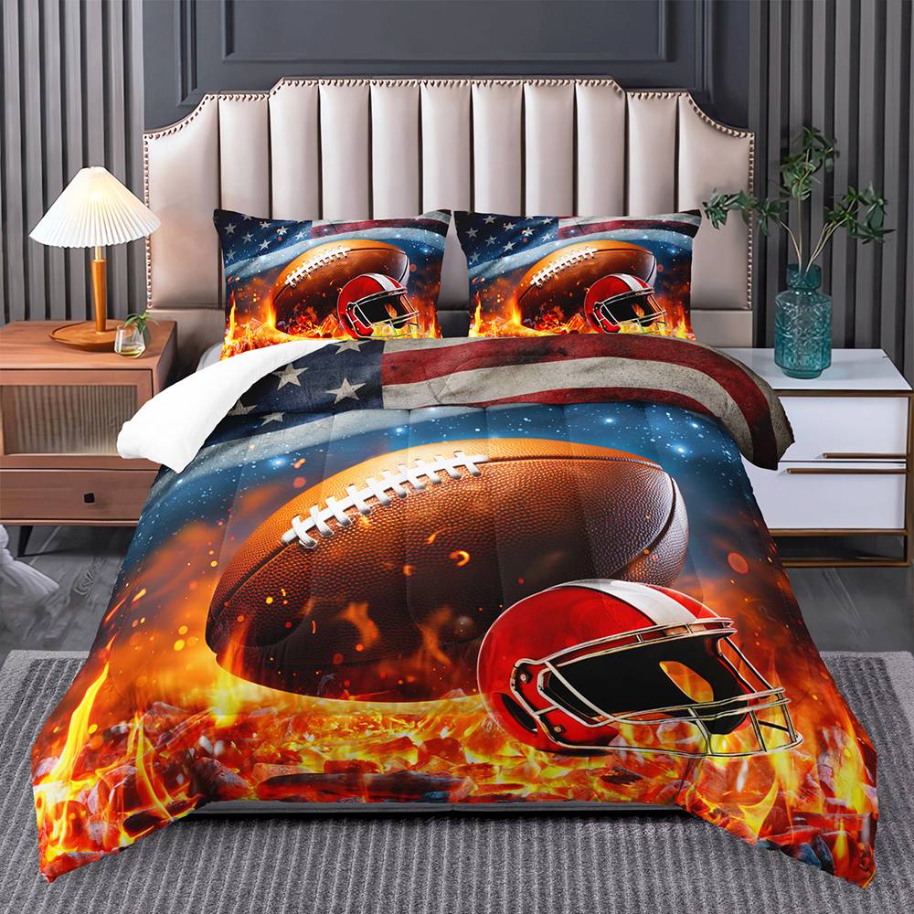 Blazing Football Inferno Quilt Cover Set