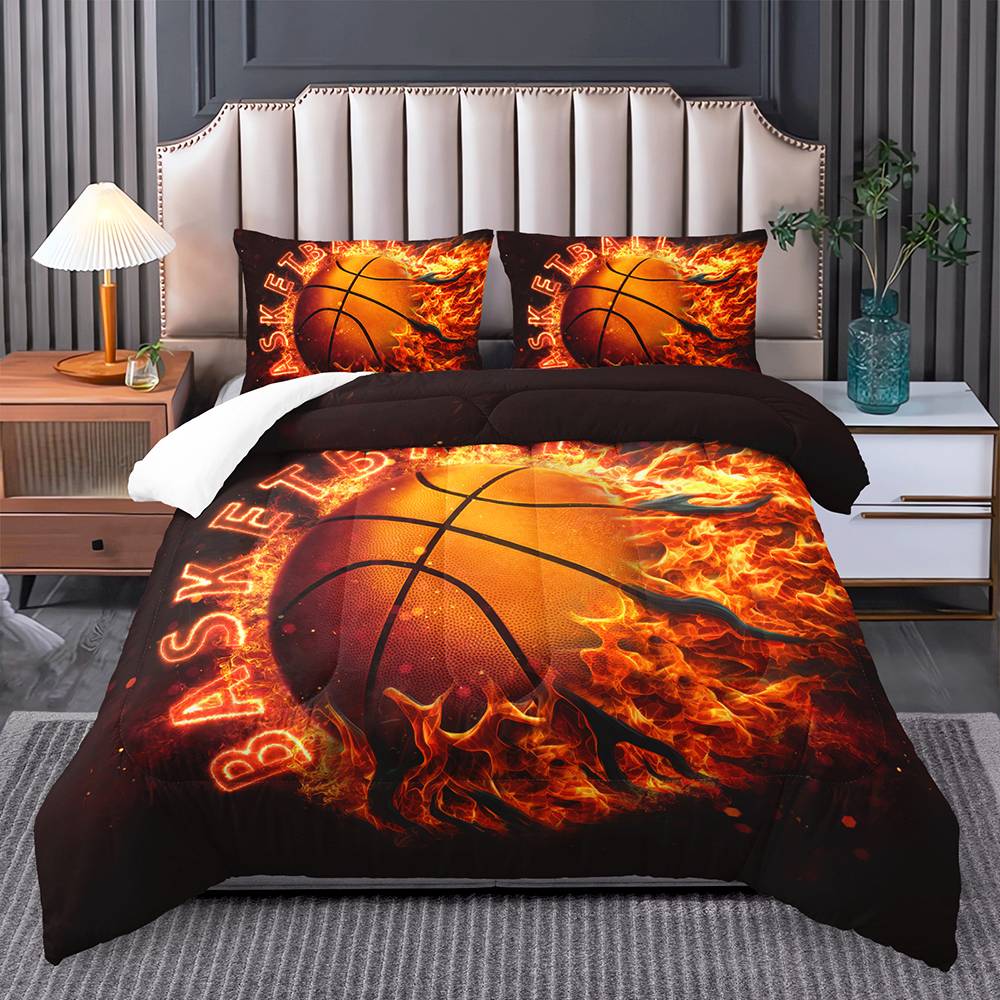 Fiery Basketball Slam Dunk Bedding Set