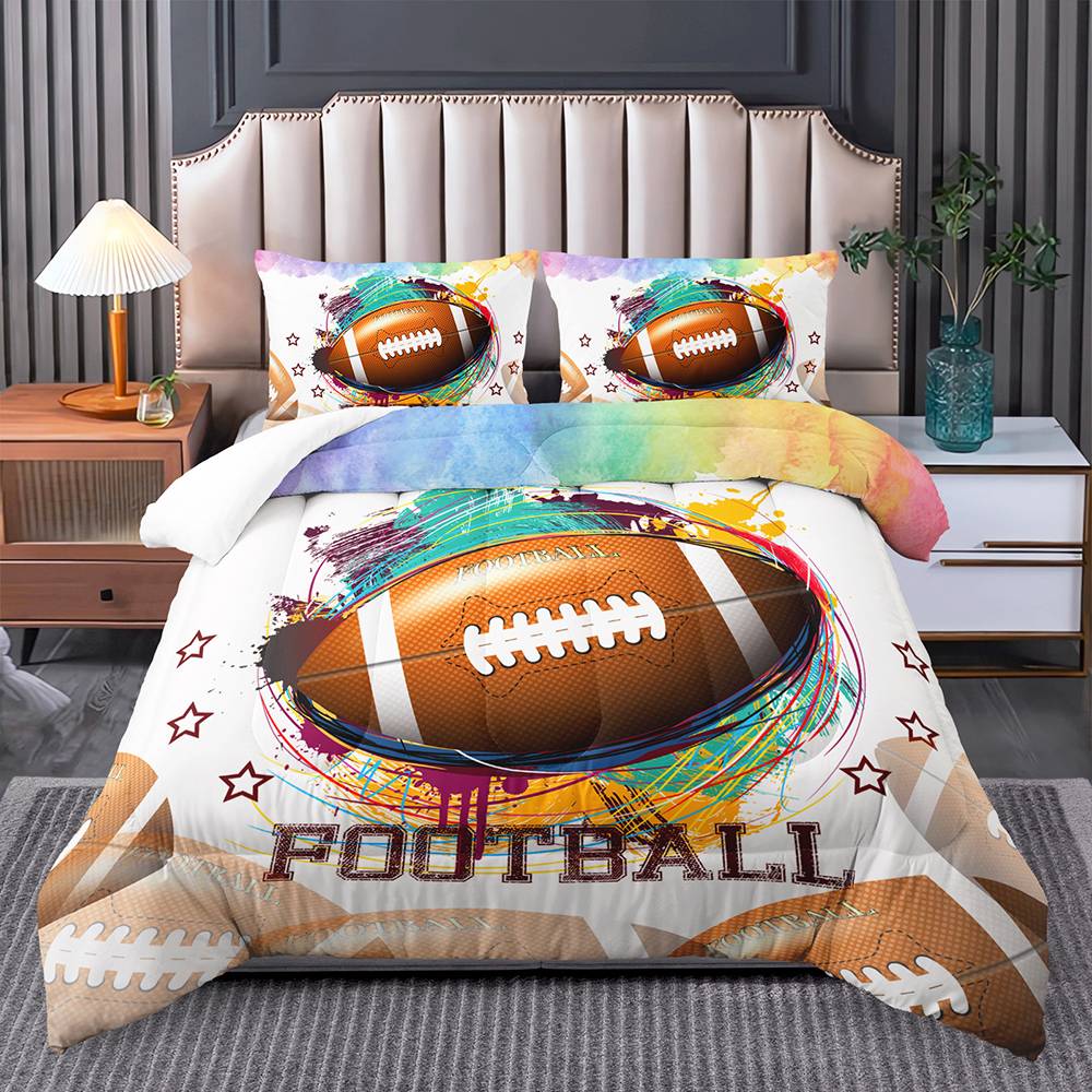 Vibrant Touchdown Football Quilt Set