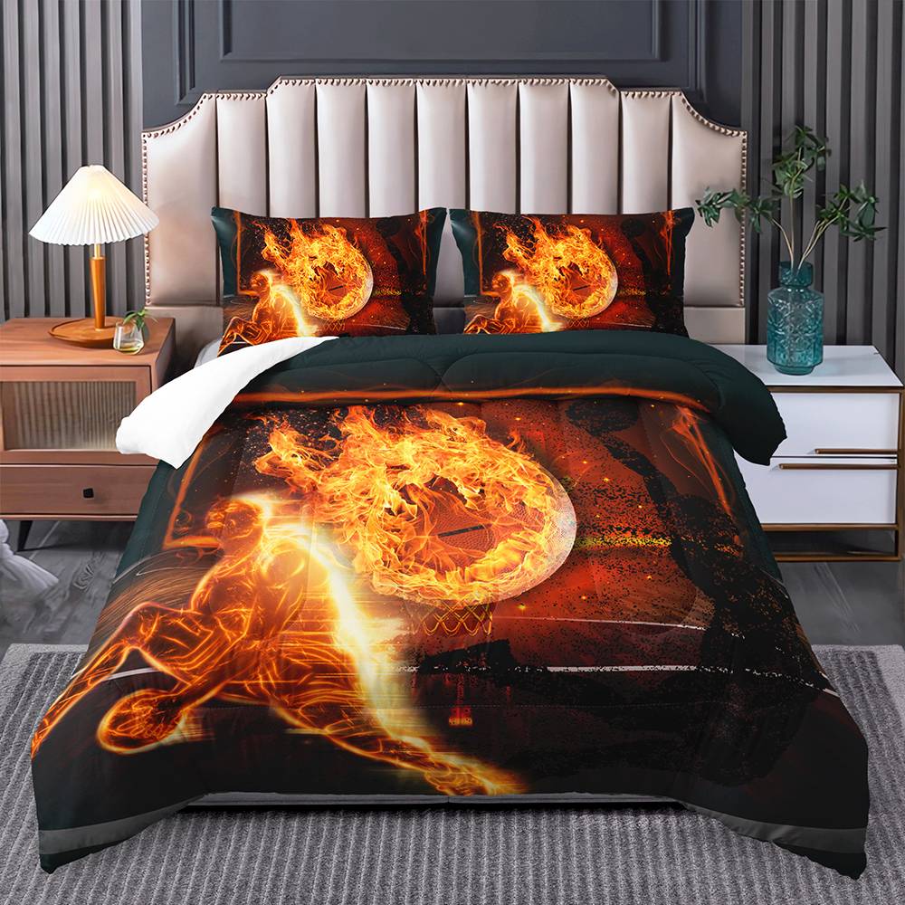 Blazing Hoops Basketball Quilt Cover Set