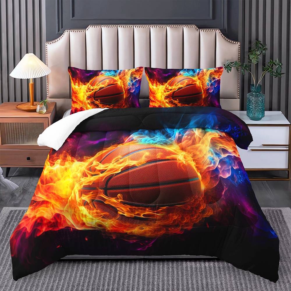 Blazing Basketball Inferno Quilt Cover Set
