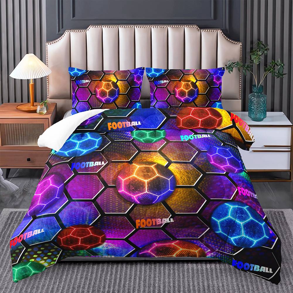 Neon Soccer Spectacle Quilt Cover Set