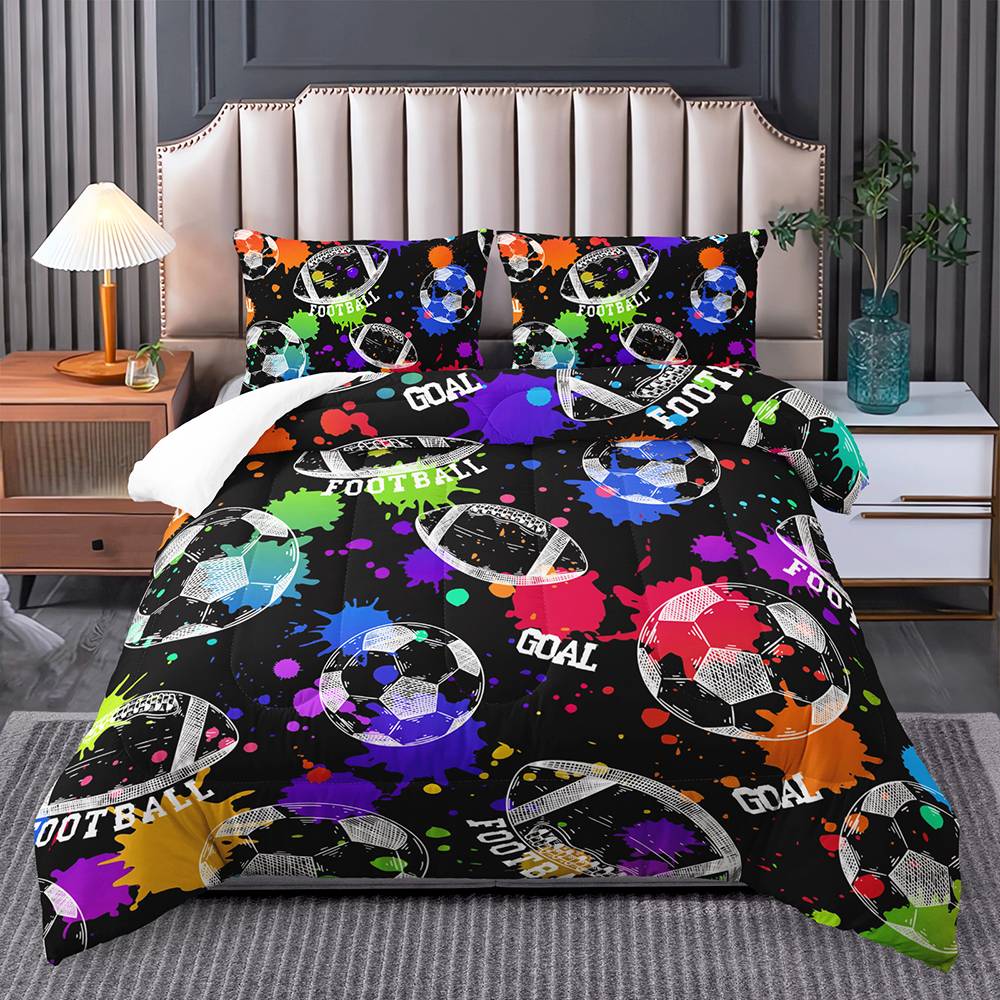 Vibrant Soccer Goal Burst Quilt Set