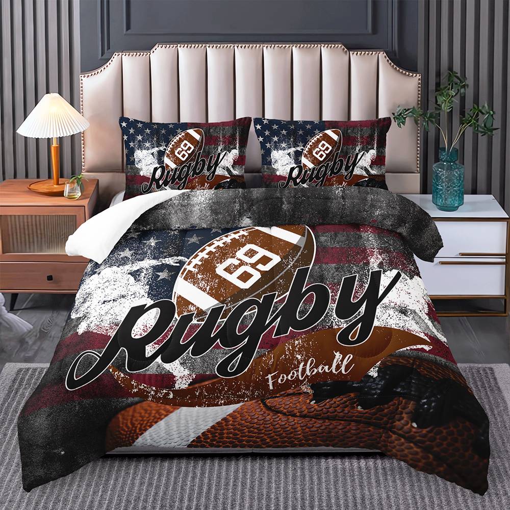 Rugby Passion USA-Themed Quilt Cover Set