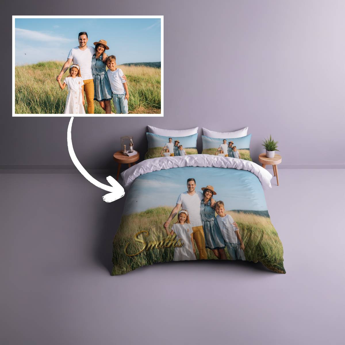 Custom Designed Personalized Family Photo Doona Cover Set